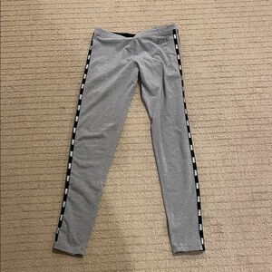 PINK Victoria's Secret Gray Leggings with Black Logo Side Tape